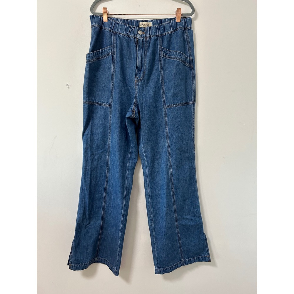 Madewell Pull-On Straight Leg Jeans Women L Blue Denim Utility Boho